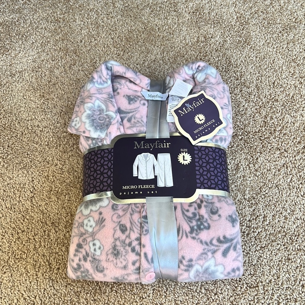 New! Mayfair large pink/grey combo large microfiber pajama set.
